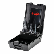 RUKO ULTIMATECUT step drill set with FLOWSTEP TIP HSS-Co5 RUnaTEC 3pce