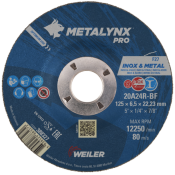 Metalynx PRO INOX 125 x 6.5 x 22.2mm INOX Grinding Disc A36T